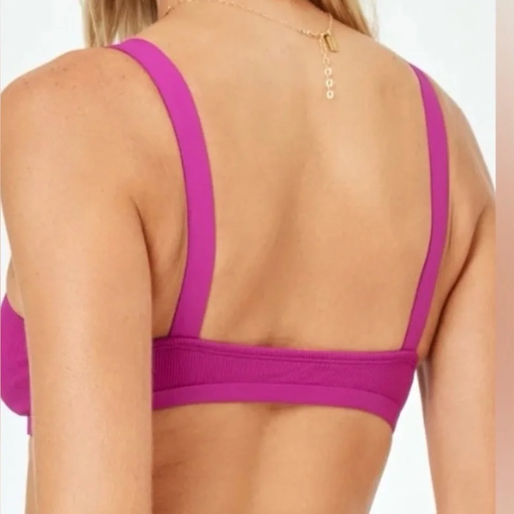 L*Space Berry Farrah Ribbed Bikini Swimsuit Top Size Small
